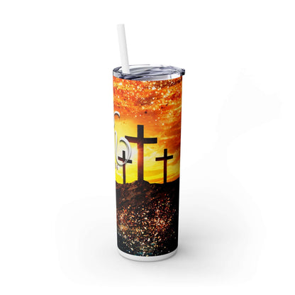 Inspirational Skinny Tumbler with Straw – 'He is Risen' – 20oz