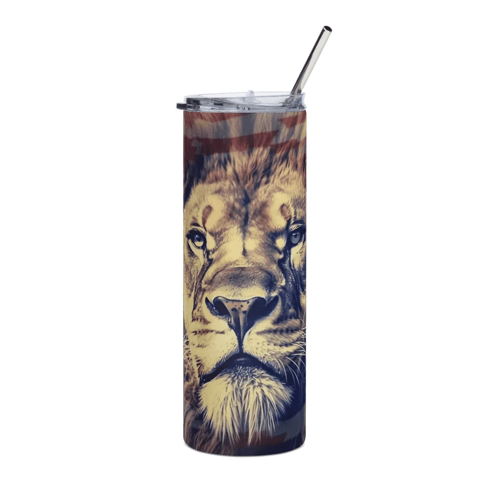 Patriotic Flag with Lion | Stainless Steel Tumbler