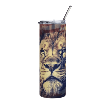 Patriotic Flag with Lion | Stainless Steel Tumbler