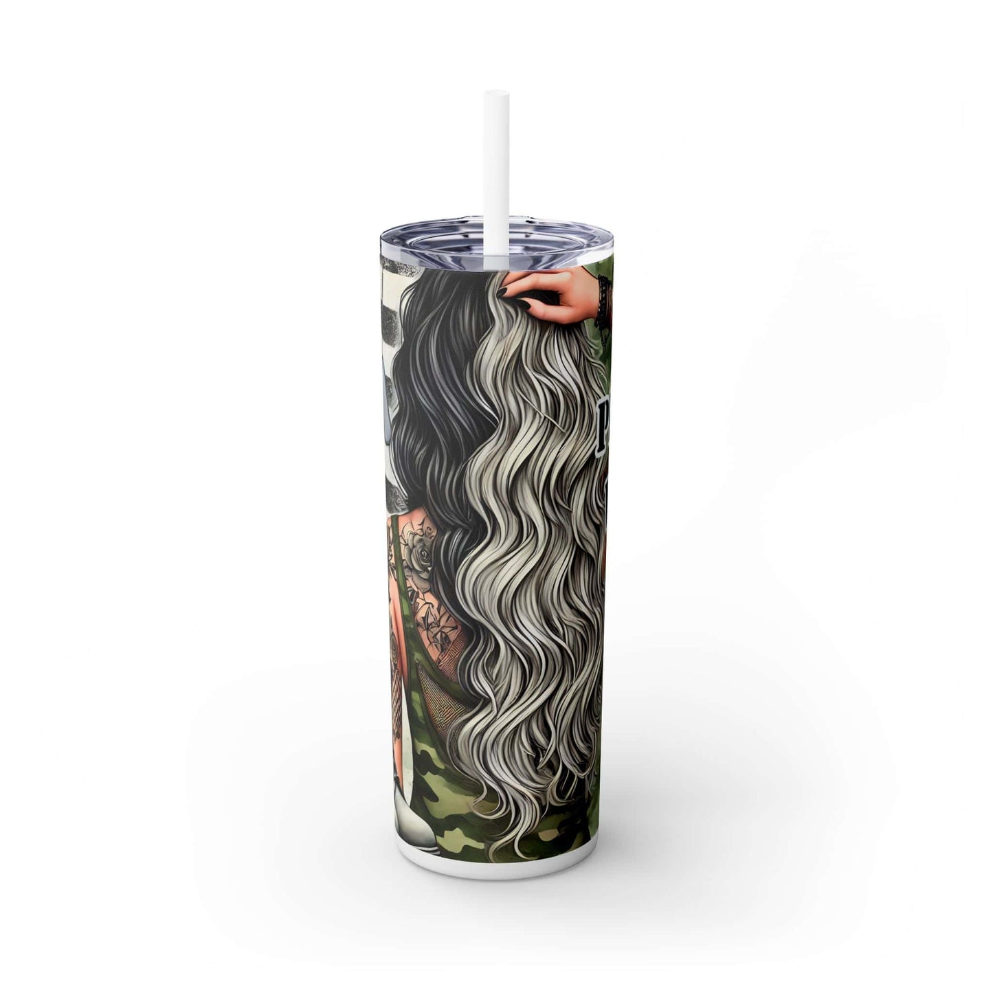 Stylish Camo Skinny Tumbler with Straw - 20oz, Perfect Gift for Military Enthusiasts