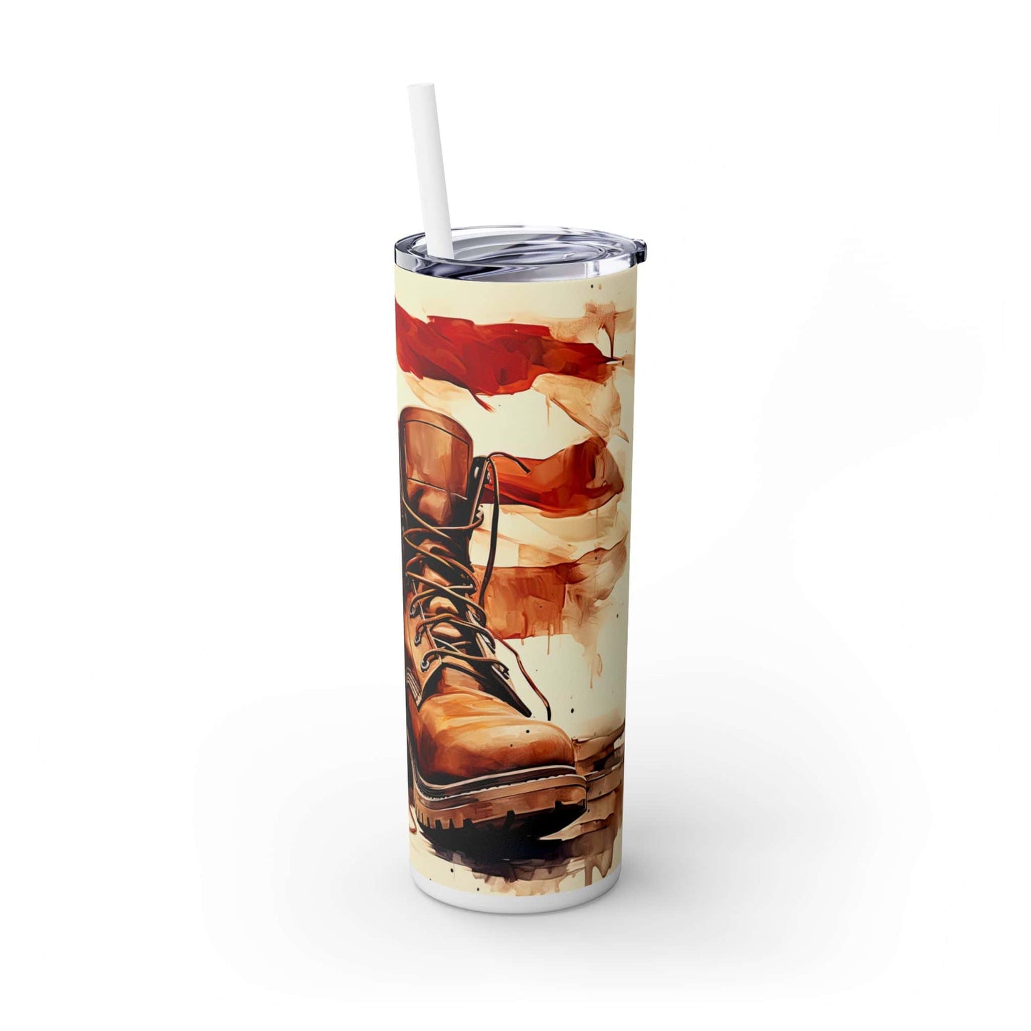 Patriotic Combat Boots Skinny Tumbler with Straw - 20oz