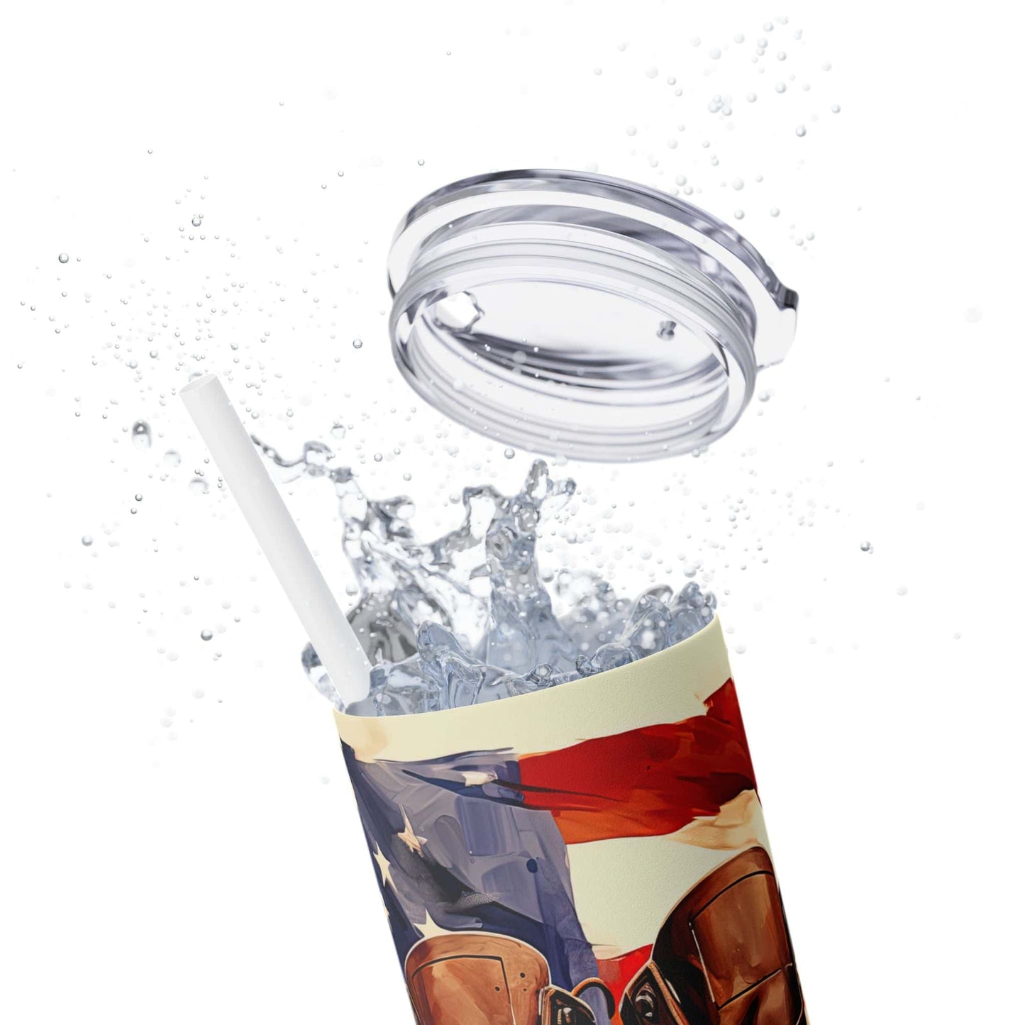 Patriotic Combat Boots Skinny Tumbler with Straw - 20oz