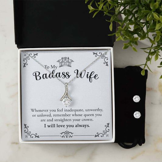 To My Badass Wife! | Alluring Beauty Necklace and Earing Set