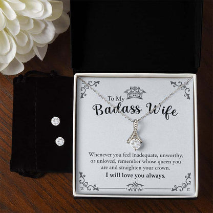 To My Badass Wife! | Alluring Beauty Necklace and Earing Set