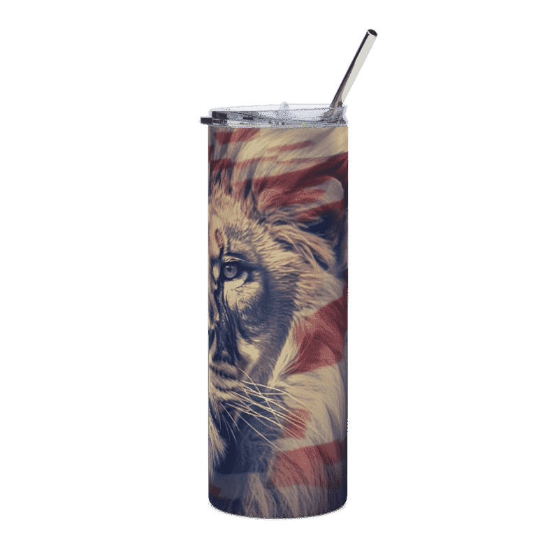 Patriotic Flag with Lion | Stainless Steel Tumbler